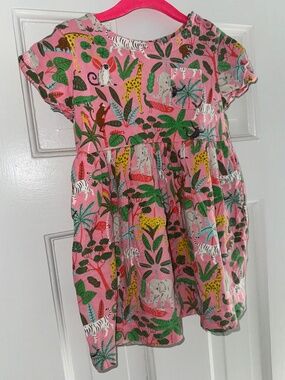 Mini Boden- Pink jungle print dress (size 2-3Y)